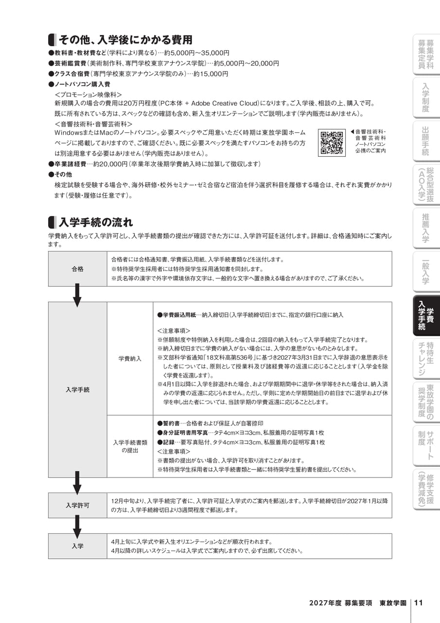 学費・入学手続