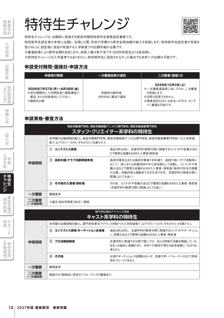 特待生チャレンジ